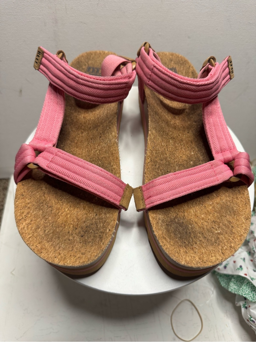 Reef Pink Cork Footbed Adjustable Strap Sandals
